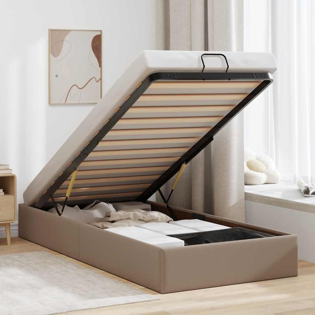 Osmannisk sengeramme uden madras 90x190 cm kunstlæder cappucino billede