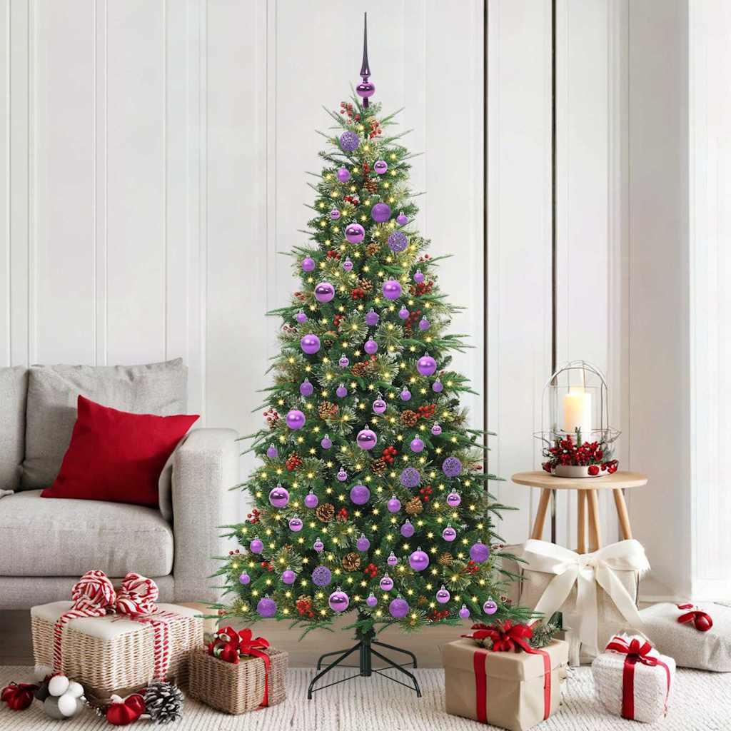 Kunstigt Hinged Juletræ med 300 LED'er Grøn 180 cm PE og PVC billede