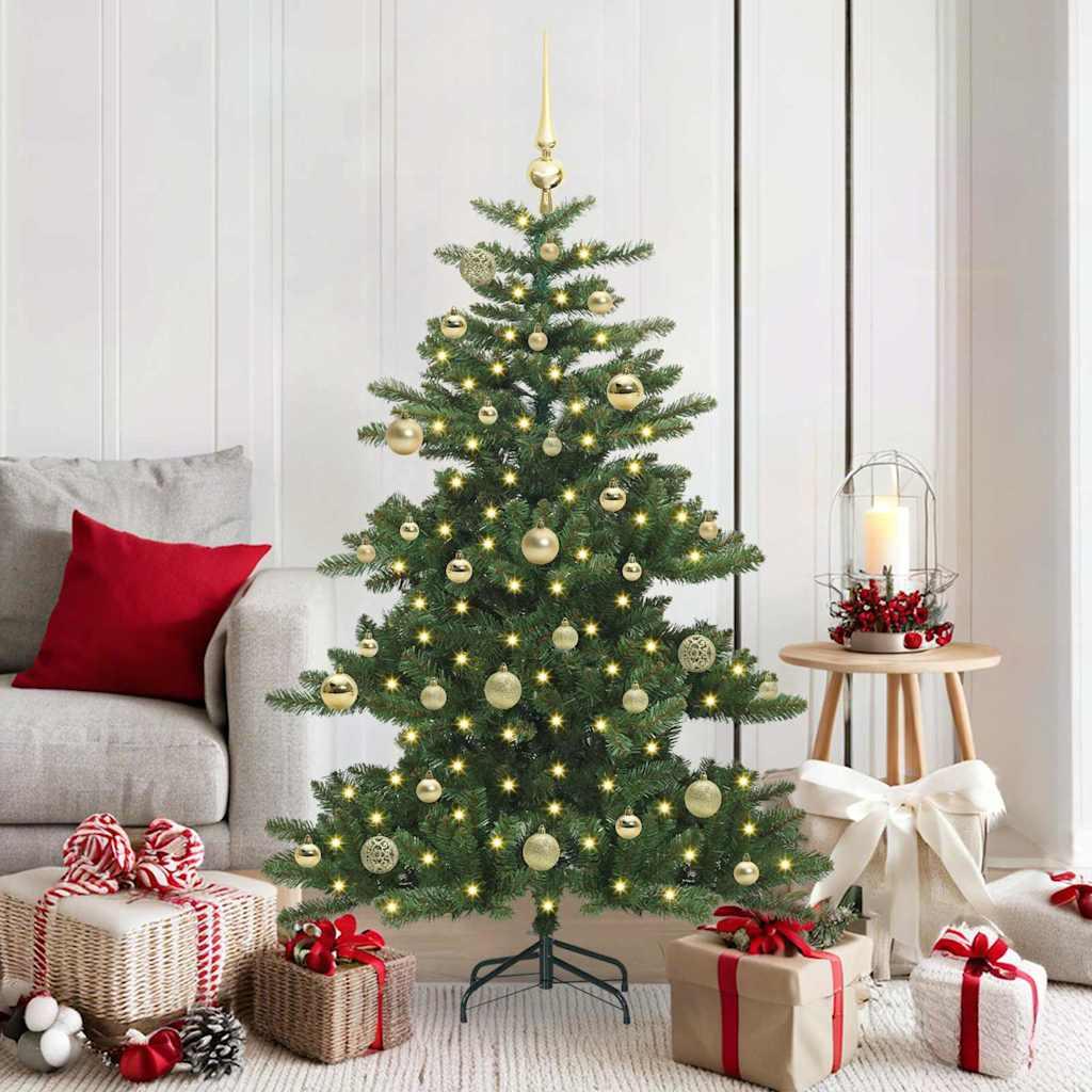 Kunstigt Hinged Juletræ med 150 LED'er med stativ 150 cm PVC billede