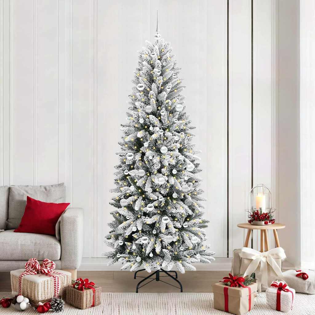 Kunstigt juletræ med 300 LED'er Hvid 78 x 78 x 210 cm billede