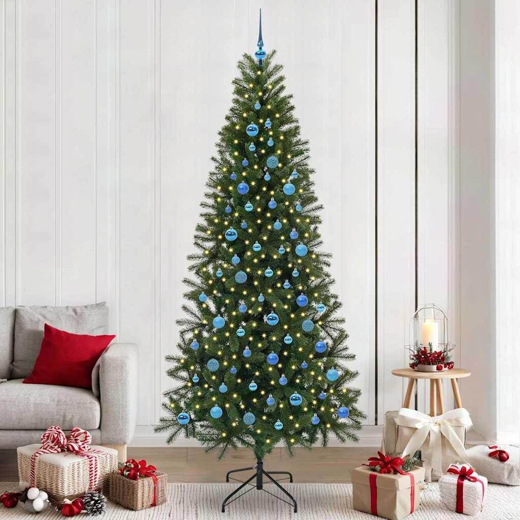 Kunstigt juletræ med 300 LED'er Grøn 240 cm PE og PVC billede