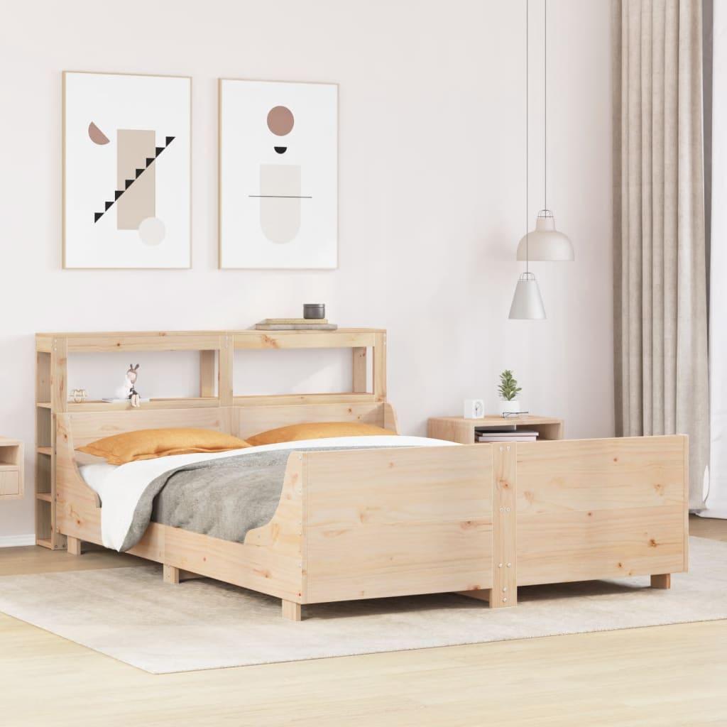 Sengeramme uden madras 140x190 cm massivt fyrretræ billede