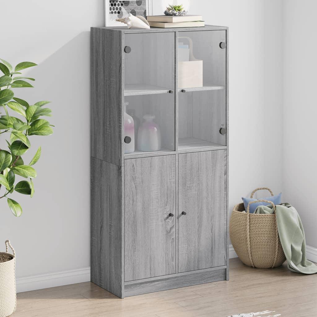 Skab med låger 68x37x142 cm konstrueret træ grå sonoma-eg billede