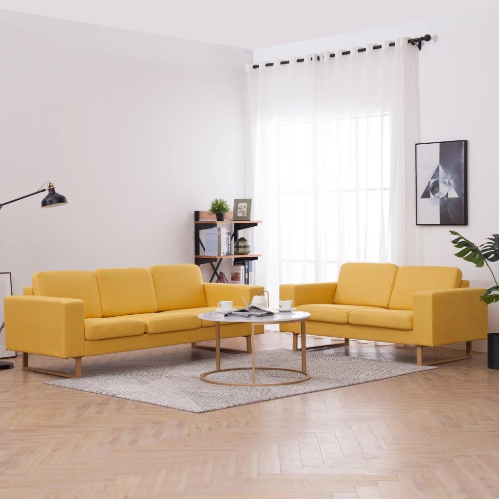 Sofasæt i 2 dele stof gul billede