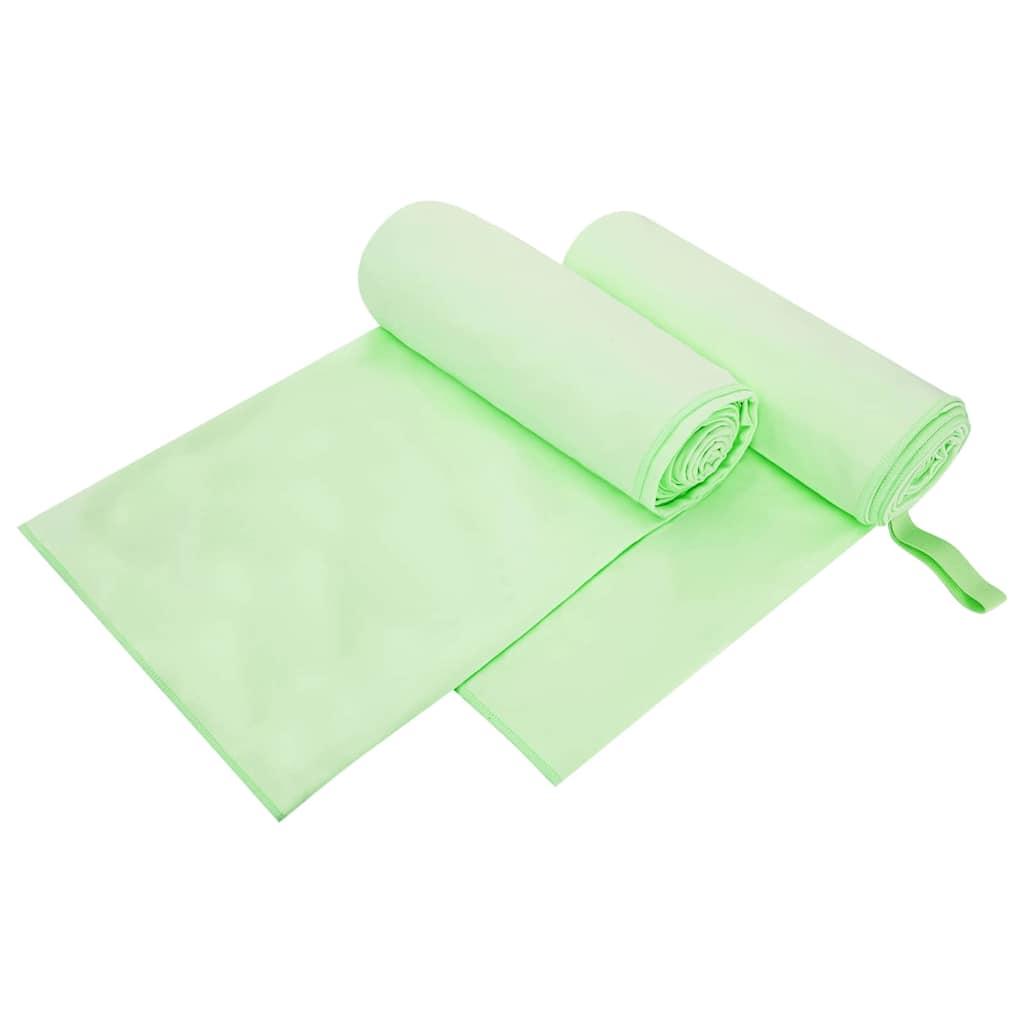 Sportshåndklæder 2 stk Grøn 200 x 100 cm Polyester og polyamid billede