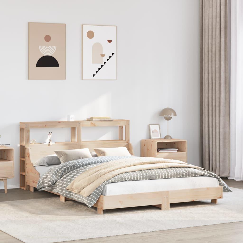 Sengeramme uden madras 140x190 cm massivt fyrretræ billede