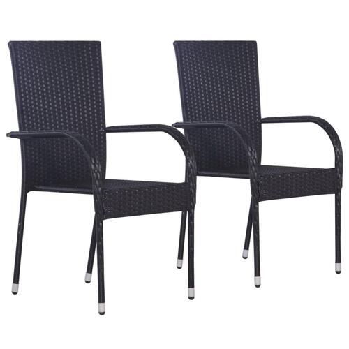 Spisebordssæt til haven 3 dele polyrattan sort
