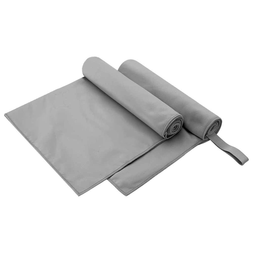 Sportshåndklæder 2 stk Mørkegrå 100 x 50 cm billede