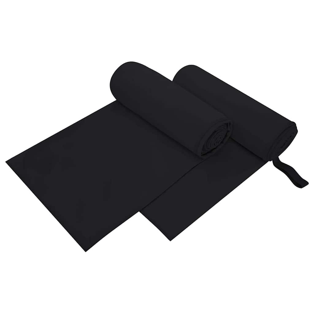 Sportshåndklæder 2 stk Sort 200 x 100 cm Polyester og polyamid billede