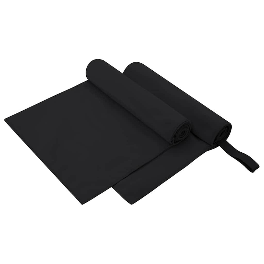 Sportshåndklæder 2 stk Sort 100 x 50 cm Polyester og polyamid billede