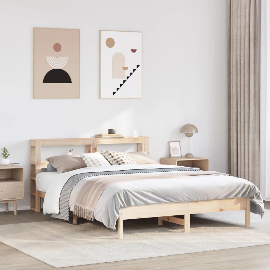 Sengeramme uden madras 140x200 cm massivt fyrretræ billede