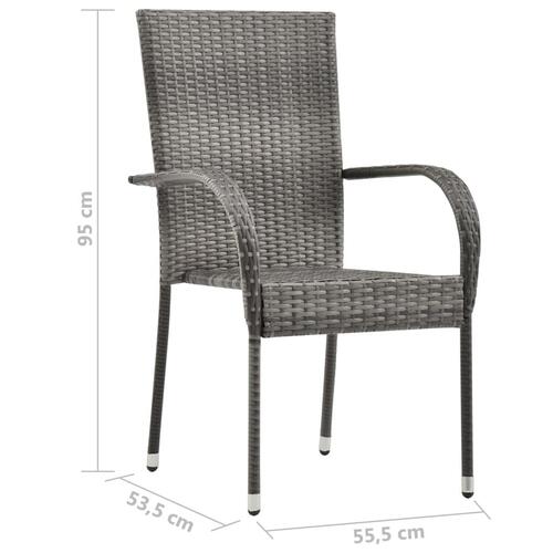 Spisebordssæt til haven 7 dele polyrattan grå