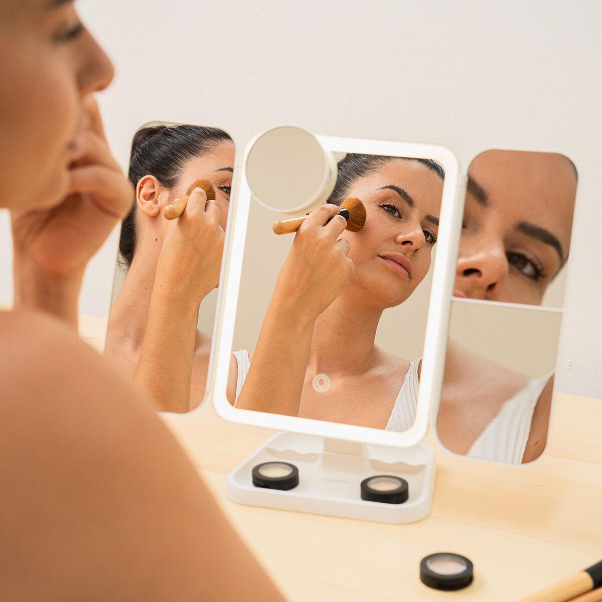 Makeupspejl med LED og forstørrelse - Miled, genopladeligt (hvid) billede