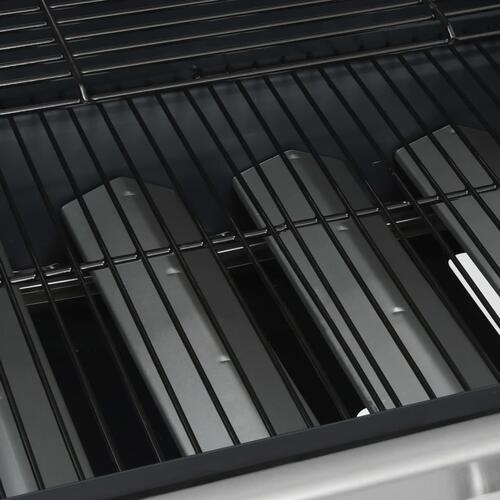 Gasgrill 4+1 grillzoner stål og rustfrit stål sort og sølvfarvet
