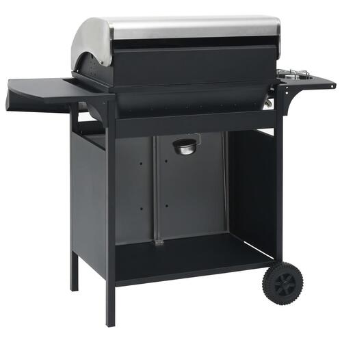 Gasgrill 4+1 grillzoner stål og rustfrit stål sort og sølvfarvet