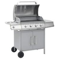 Gasgrill 4+1 grillzoner rustfrit stål sølvfarvet