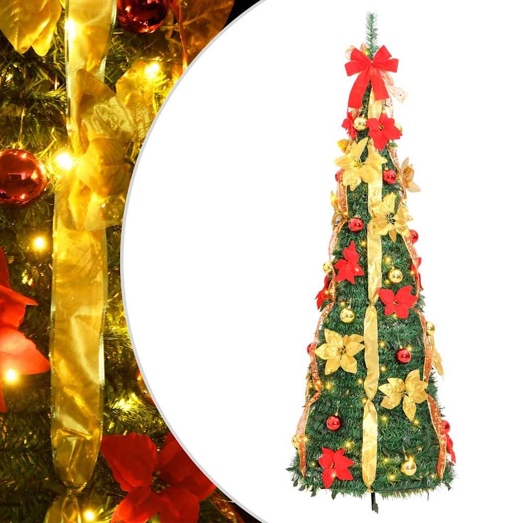 Kunstigt juletræ med 200 LED'er 210 cm pop op-funktion grøn billede