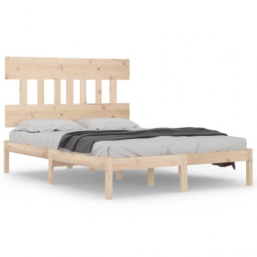 Sengeramme 150×200 cm i massivt fyrretræ med sengegærde
