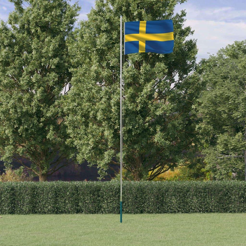 Sverige flag og flagstang 6,23 m aluminium billede