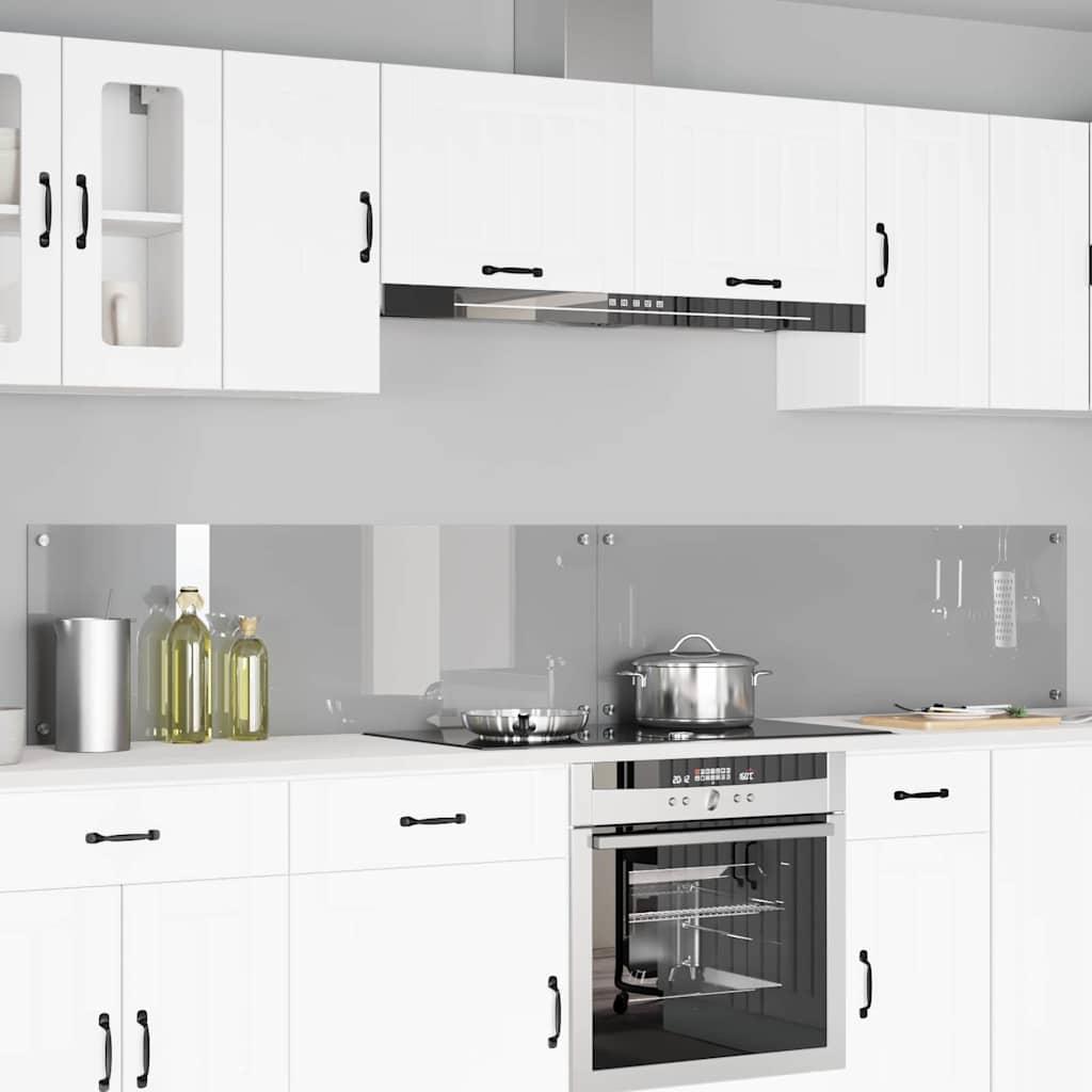 Køkkenbacksplash - 2 stk lysegrå hærdet glas 120 × 40 cm billede