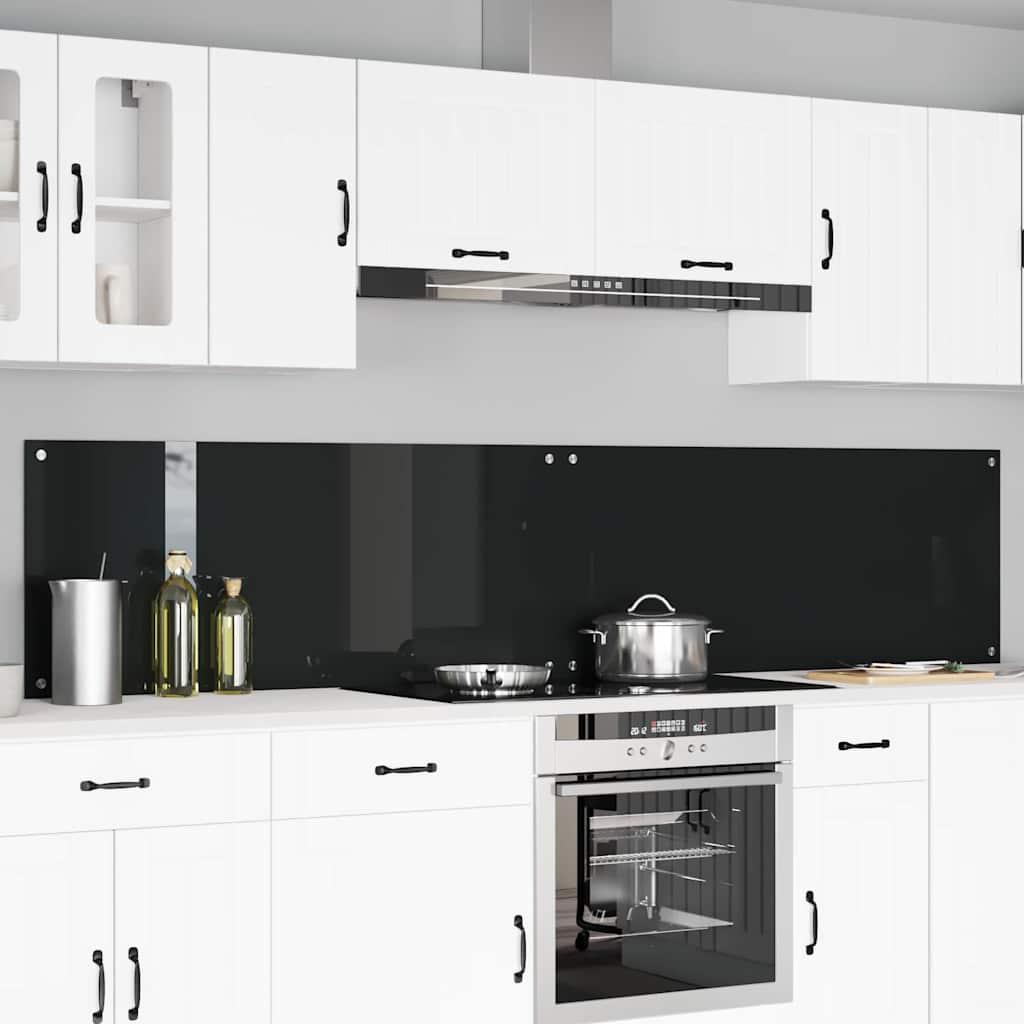 Køkkenbacksplash - 2 stk i sort hærdet glas, 120 × 50 cm billede