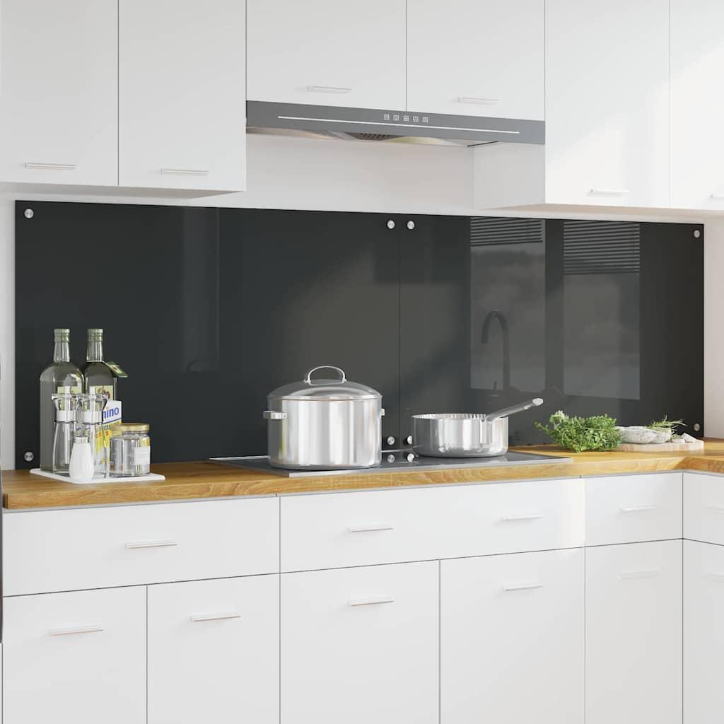 Køkken bagvæg 2 stk Mørkegrå 100 x 60 cm hærdet glas billede