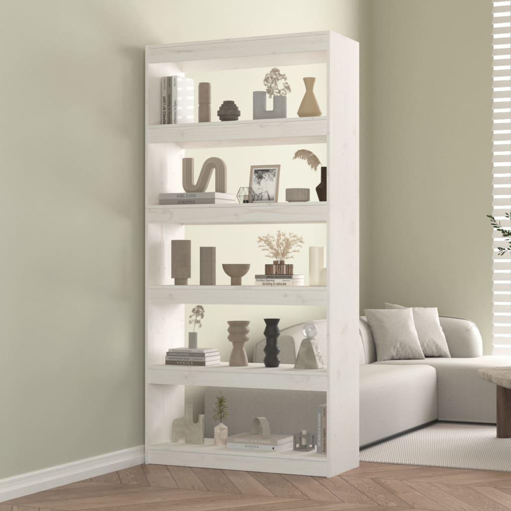 Bogreol/rumdeler 80x30x167,4 cm massivt fyrretræ hvid billede
