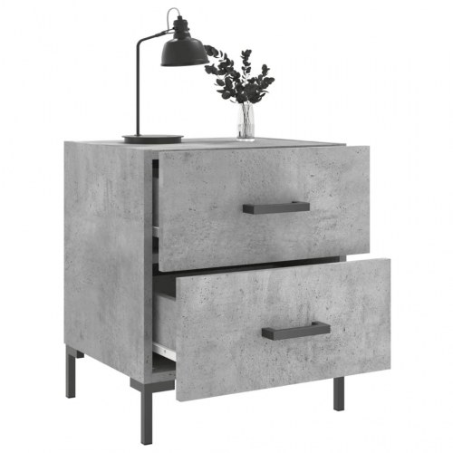 Sengebord i betongrå konstrueret træ - 40 × 35 × 47,5 cm med metalfødder