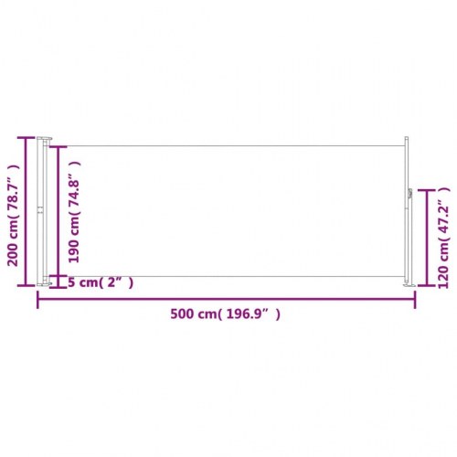 Sidemarkise til terrassen 200x500 cm sammenrullelig brun
