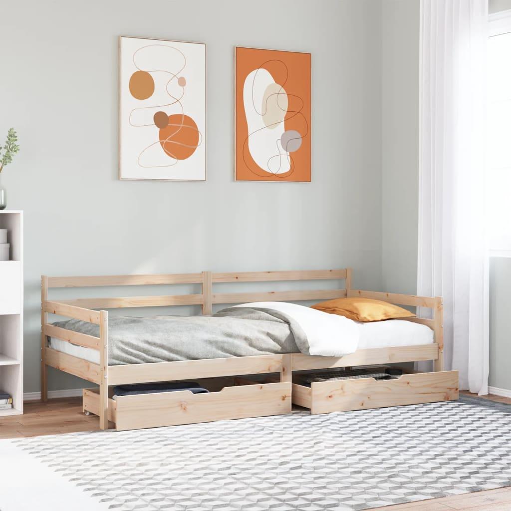 Daybed med skuffer 80x200 cm massivt fyrretræ hvid billede