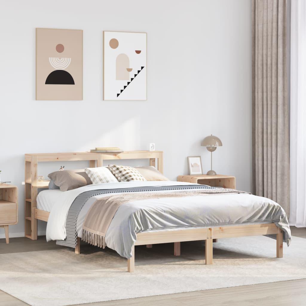Sengeramme uden madras 140x190 cm massivt fyrretræ billede
