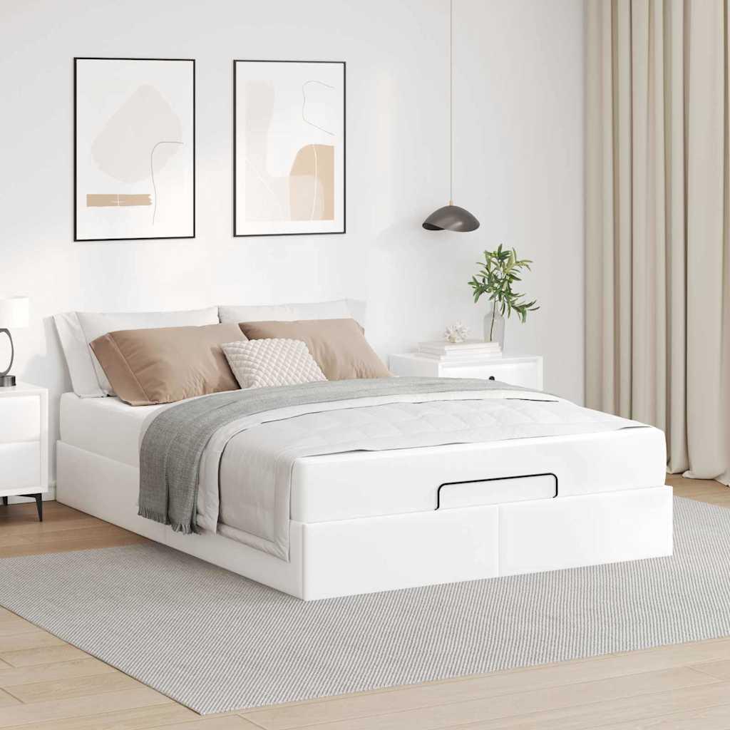 Sengeramme med madras med madras 2 stk Hvid PVC billede