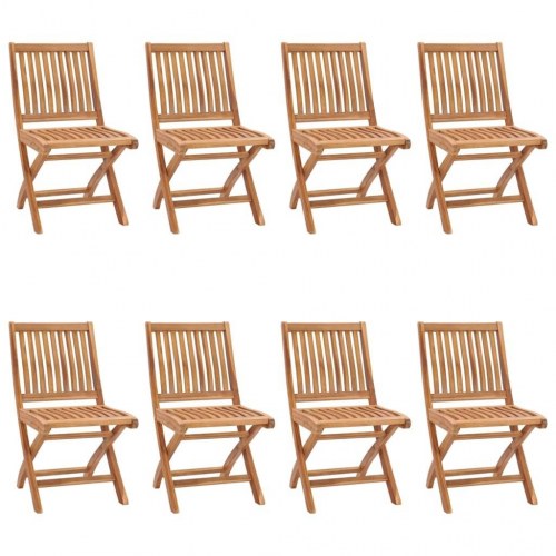 Foldbare havestole i massivt teaktræ med hynder - 8 stk., creme
