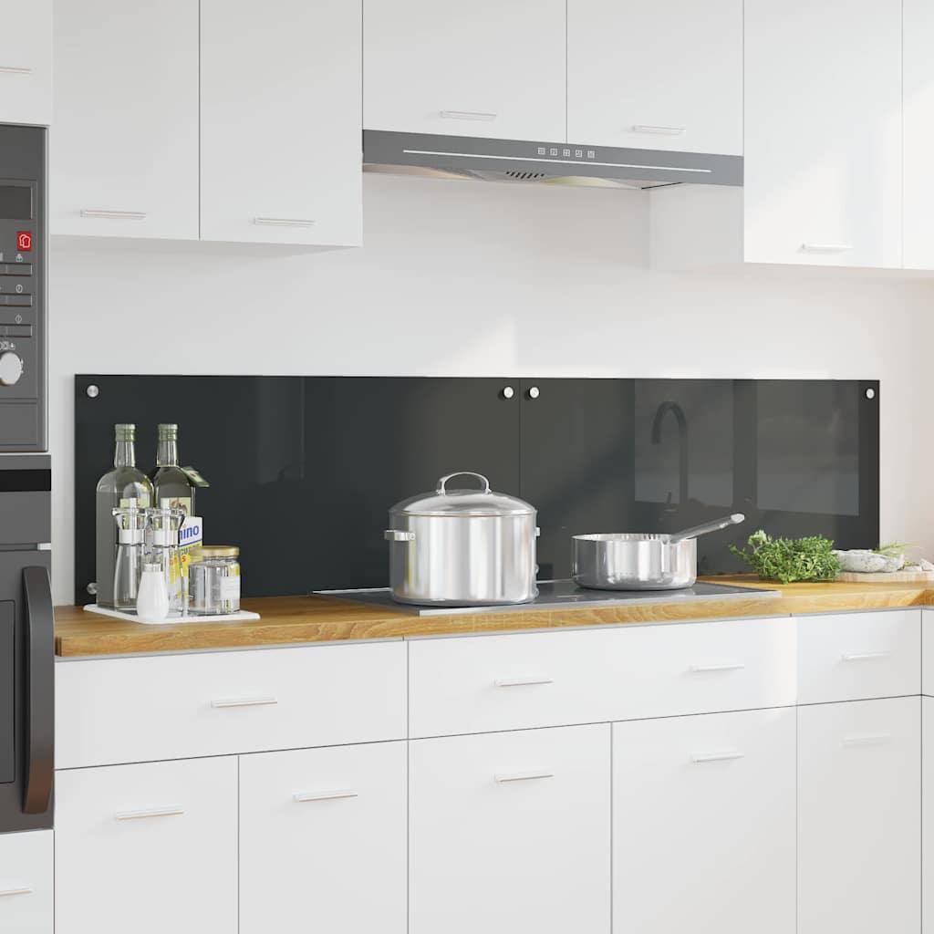 Køkken bagvæg 2 stk Mørkegrå 90 x 40 cm hærdet glas billede