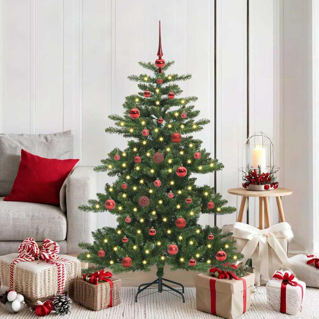 Kunstigt Hinged Juletræ med 150 LED'er med stativ 150 cm PVC billede