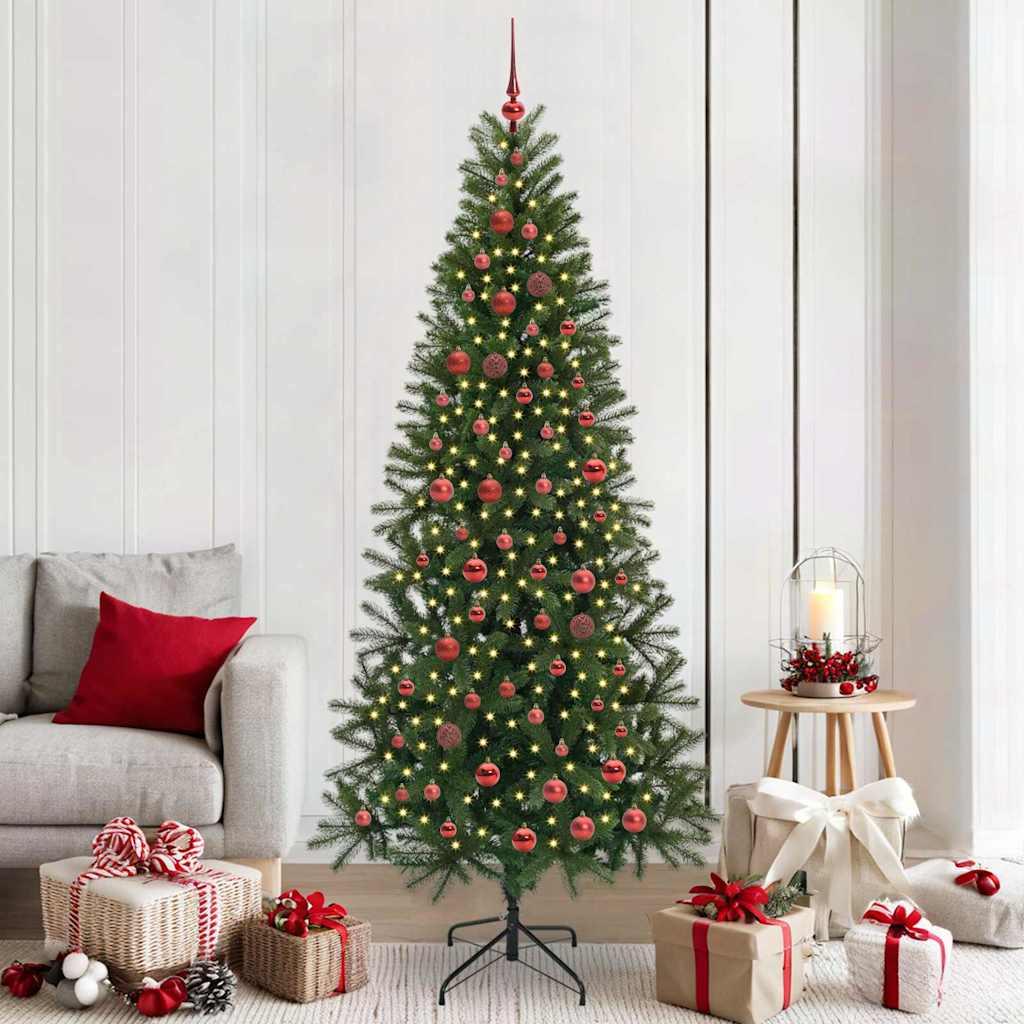 Kunstigt juletræ med 300 LED'er Grøn 210 cm PE og PVC billede