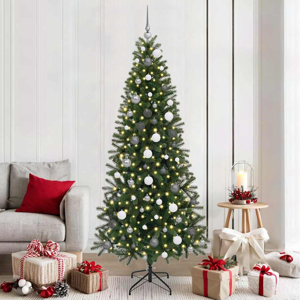Kunstigt juletræ med 300 LED'er Grøn 210 cm PE og PVC billede