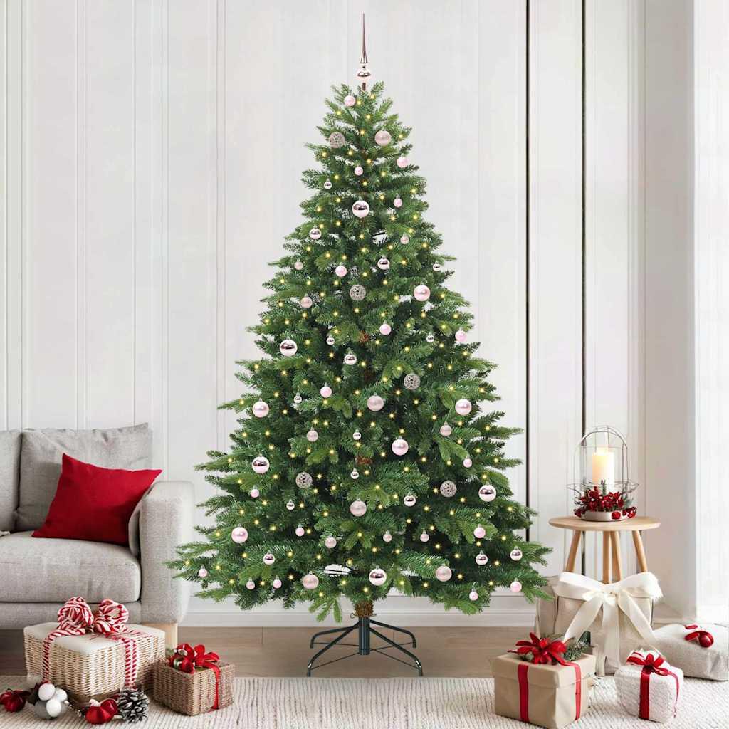 Kunstigt juletræ med 300 LED'er Grøn 210 cm PE og PVC billede