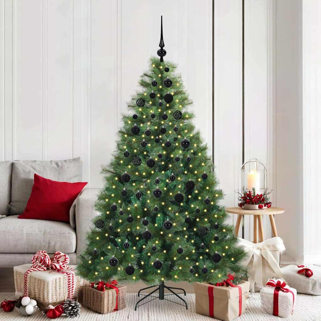 Kunstigt juletræ med 300 LED'er Grøn 180 cm PE og PVC billede