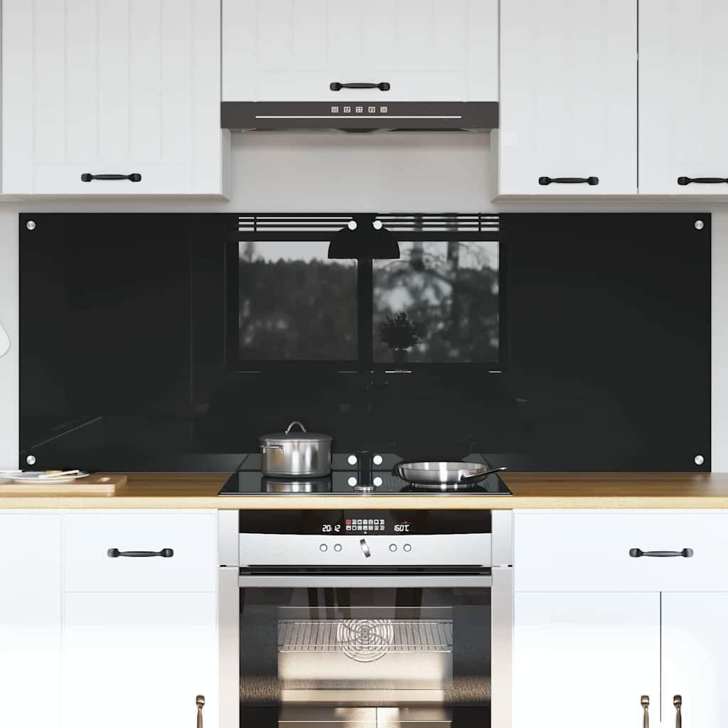 Køkken bagvæg Sort 80 x 60 cm hærdet glas billede