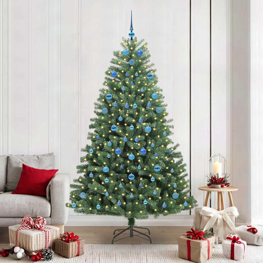 Kunstigt Hinged Juletræ Grøn 210 cm PVC og metal billede