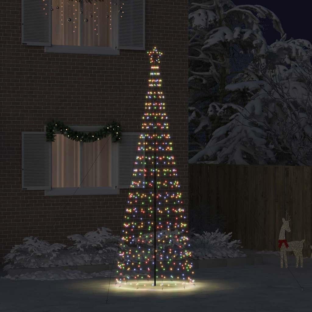 LED Juletræ med jordsøjler med jordspyd Flerfarvet 400 cm Jern billede