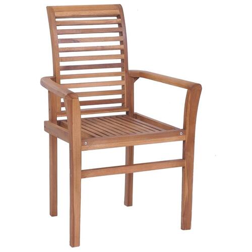 Spisebordsstole 6 stk. med beige hynder massivt teaktræ
