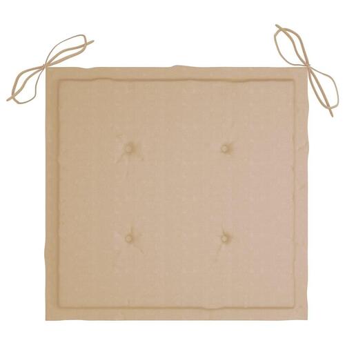 Spisebordsstole 6 stk. med beige hynder massivt teaktræ