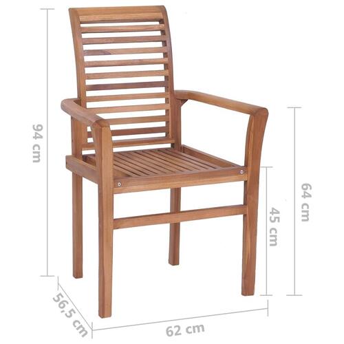 Spisebordsstole 6 stk. med beige hynder massivt teaktræ