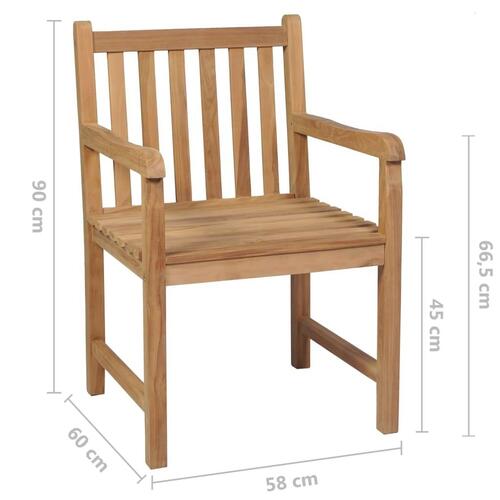 Havestole 4 stk. med beige hynder massivt teaktræ