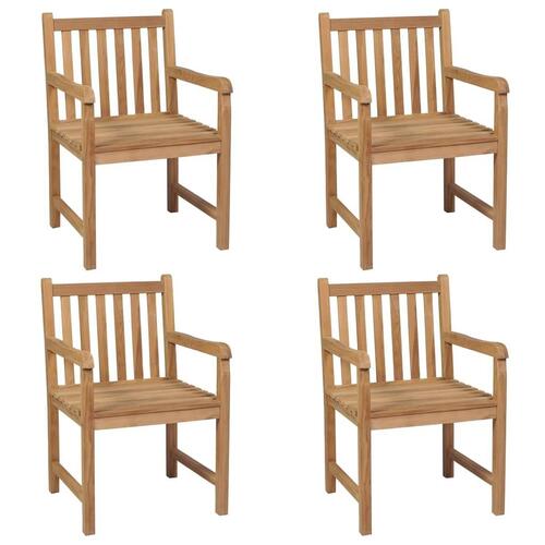 Havestole 4 stk. med beige hynder massivt teaktræ