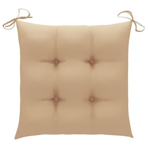 Havestole 4 stk. med beige hynder massivt teaktræ