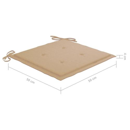 Havestole 6 stk. med beige hynder massivt teaktræ