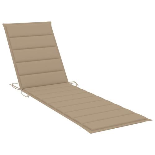 Liggestole 2 stk. med beige hynde massivt teaktræ